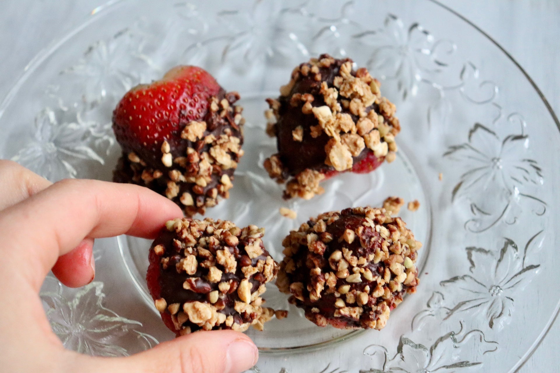 Chocolate-Covered Granola Strawberries