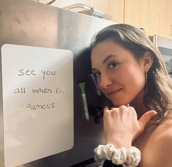 rachel with sign